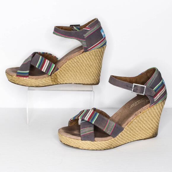 TOMS Sandals Wedge Platform Heels Espadrille Coastal Grandma Boho Preppy Retro 8 - Picture 2 of 6